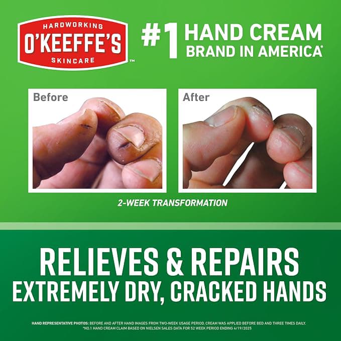 کرم آبرسان و ترمیمکننده دست اوکیف درمان خشکی و ترک دست 85 گرم O’Keeffe’s Working Hands Hand Cream Tube — تصویر ۵