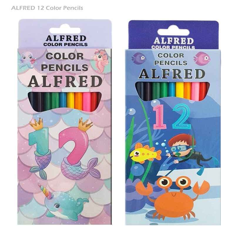 مداد رنگی 12 رنگ جعبه مقوایی ALFRED