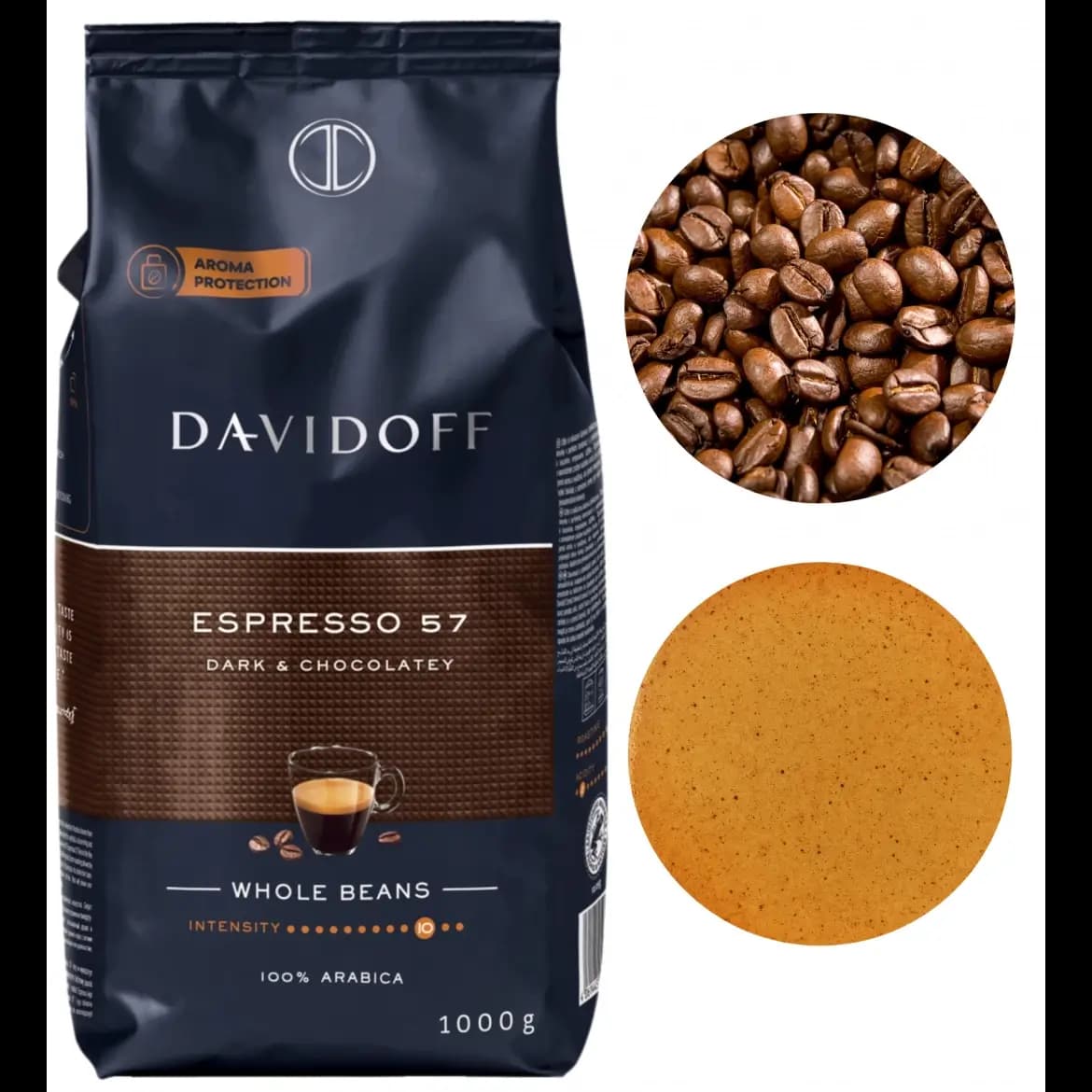 دانه قهوه دیویدوف اسپرسو 57 100% عربیکا رست دارک 1 کیلوگرم Davidoff Espresso 57 — تصویر ۵
