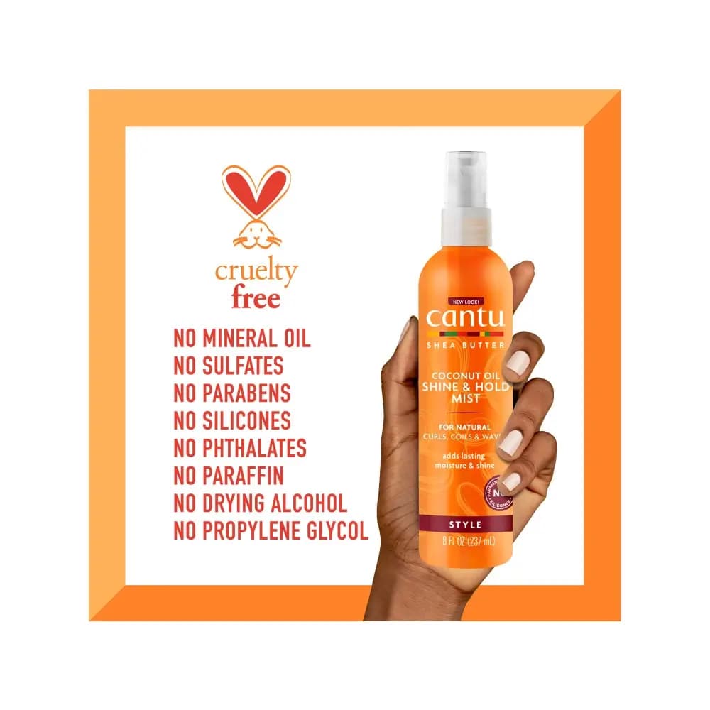 اسپری درخشان‌کننده و تثبیت‌کننده روغن نارگیل کانتو 237 میل Cantu Coconut Oil Shine & Hold Mist — تصویر ۴