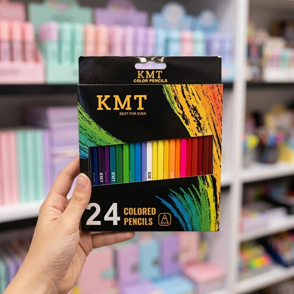 مداد رنگی 24 رنگ جعبه مقوایی KMT — تصویر ۵