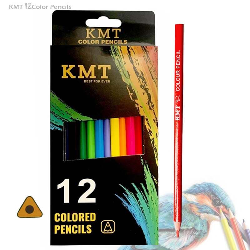مداد رنگی 12 رنگ جعبه مقوایی KMT
