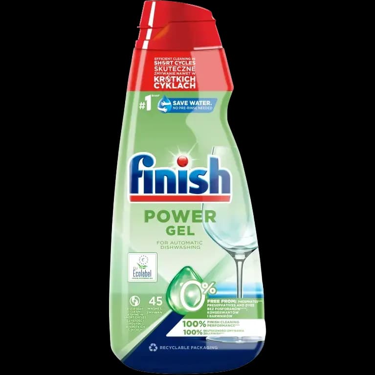 ژل ماشین ظرفشویی فینیش سبز همه کاره بدون فسفات حجم 900 میل Finish Power Gel All in 1