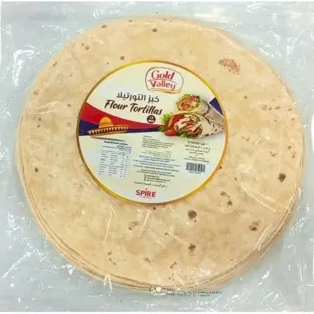 نان تورتیا آردی گلد ولی- نان مکزیکی نرم مخصوص ساندویچ رپ بسته 12 عددی 830 گرم Gold Valley Flour Tortillas