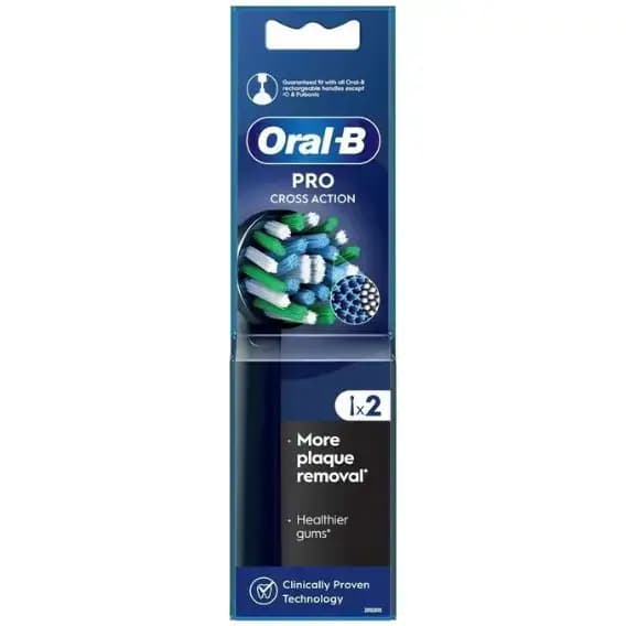 سری یدک مسواک برقی مدل کراس اکشن اورال بی ضد پلاک دندان بسته ۲ عددی Oral-B Cross Action Black Edition — تصویر ۲