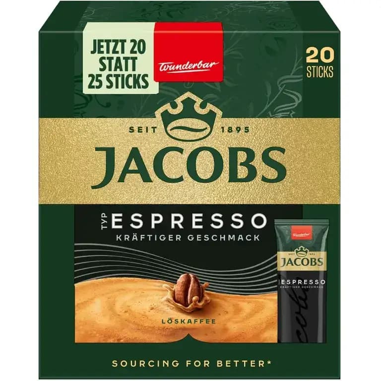 ساشه قهوه فوری جاکوبز اسپرسو طعم قوی و غنی بسته 20 عددی Jacobs Espresso