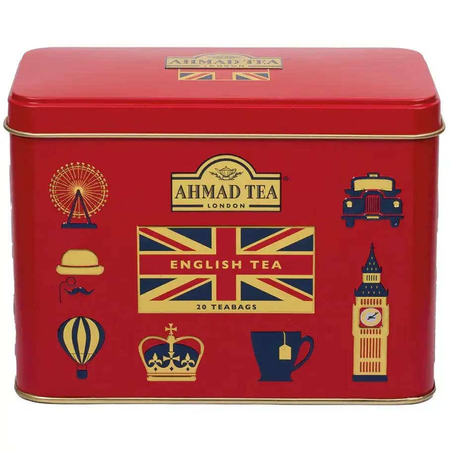چای کیسه ای احمد قوطی فلزی طرح لندن قرمز ۲۰ تیبگ Ahmad Tea London Icon Red Caddy