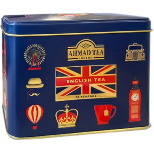 چای کیسه ای احمد قوطی فلزی طرح لندن آبی ۲۰ تی‌بگ Ahmad Tea Blue London Icon Caddy