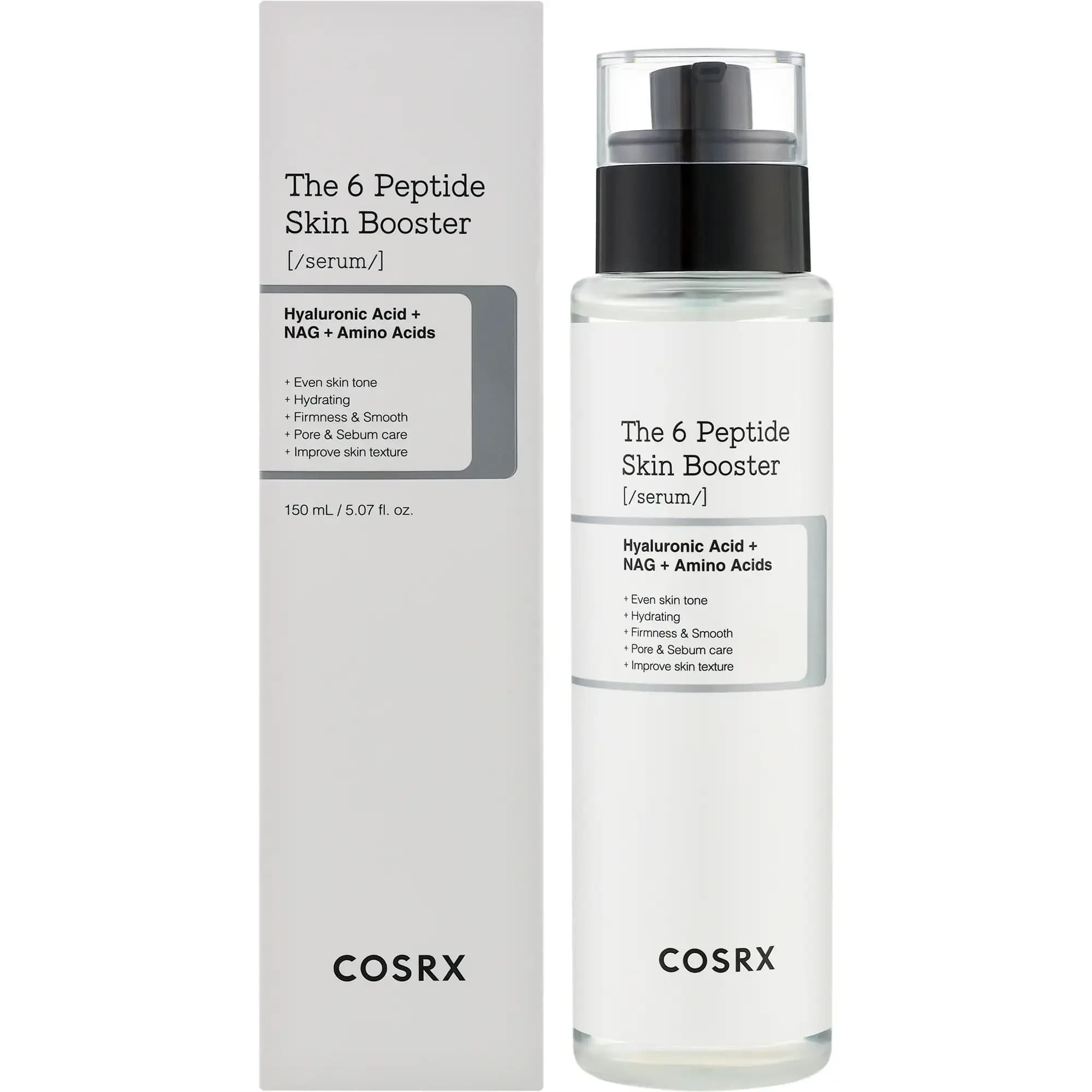 سرم بوستر ۶ پپتید کوزارکس اسنس کلاژن ساز و آبرسان ۱۵۰ میل COSRX The 6 Peptide Skin Booster Serum
