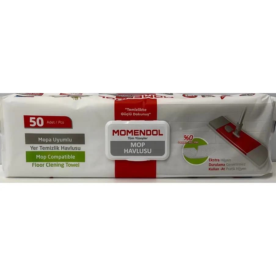 دستمال مرطوب طیکشی مومندول حاوی سرکه و صابون سفید بسته 50 عددی MOMENDOL Mop Havlusu — تصویر ۲
