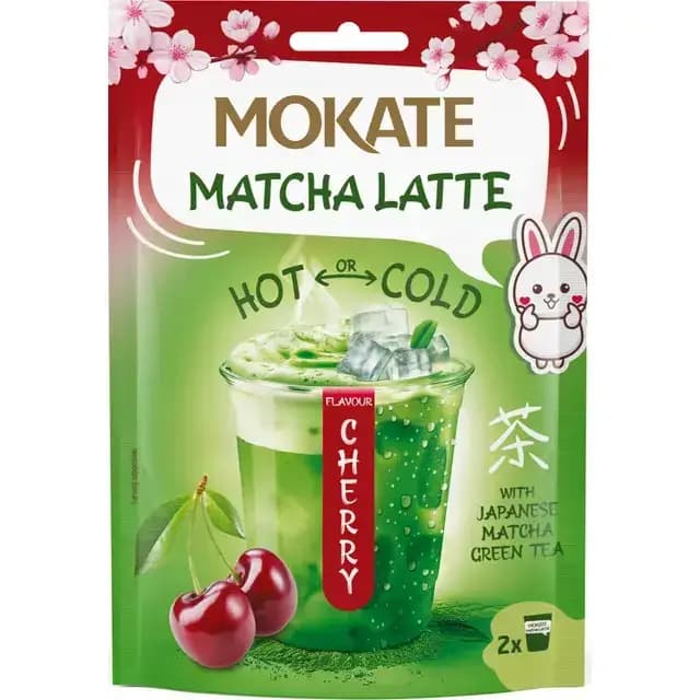پودر ماچا لاته موکاته طعم گیلاس (سرد و گرم) ۴۰ گرمی Mokate Matcha Latte Cherry