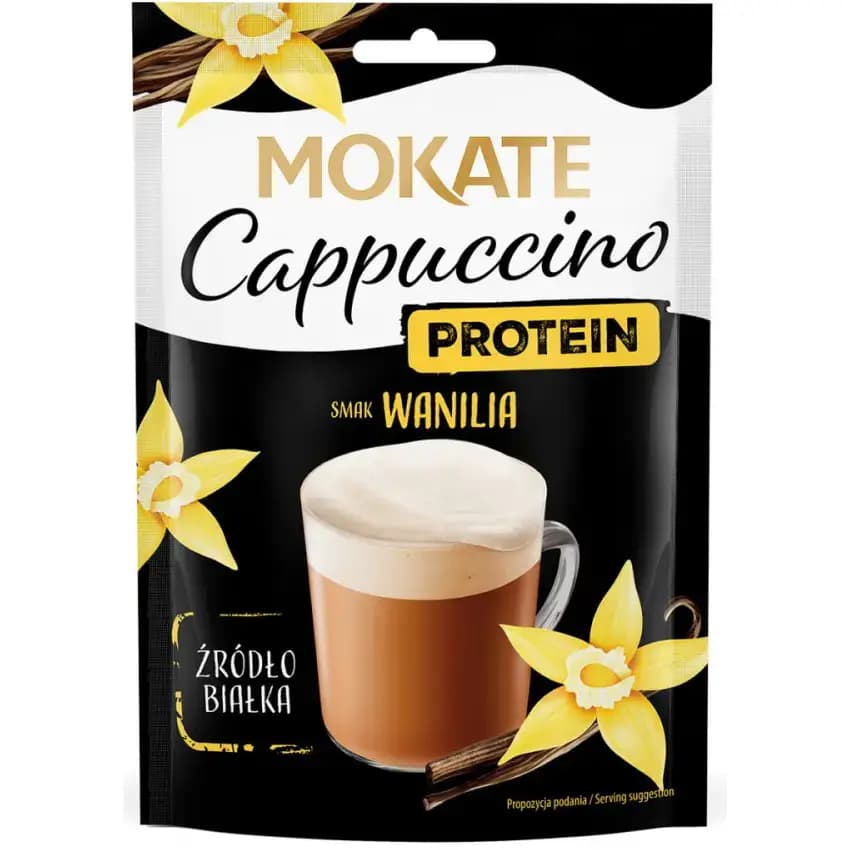 پودر کاپوچینو پروتئین خامه ای موکاته طعم وانیل ۴۰ گرمی Mokate Cappuccino Protein Vanilla