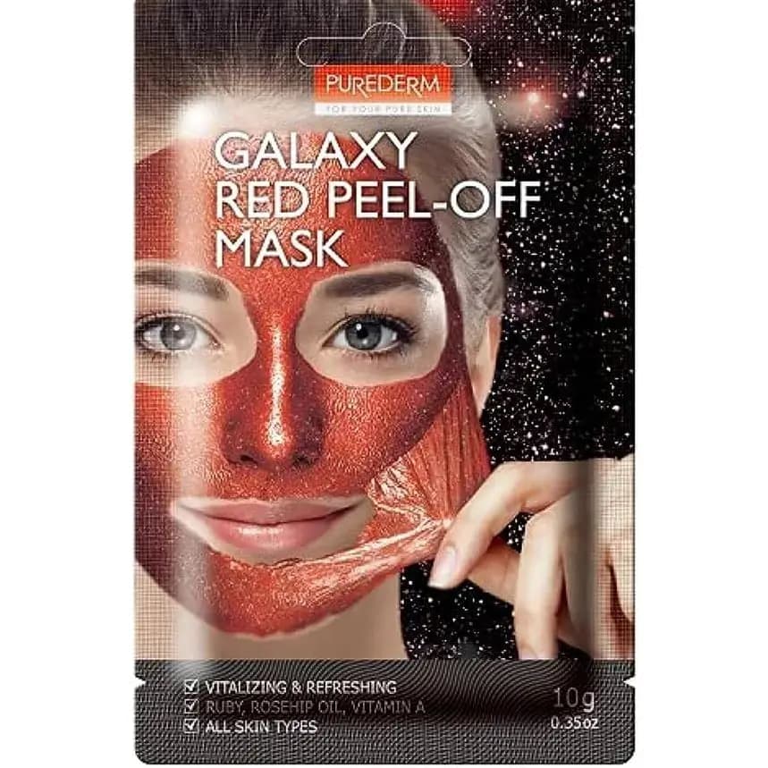 ماسک پیل آف کهکشانی قرمز پیوردرم پاکسازی عمیق و طراوت پوست ۱۰ گرم Purederm Galaxy Red Peel-Off Mask