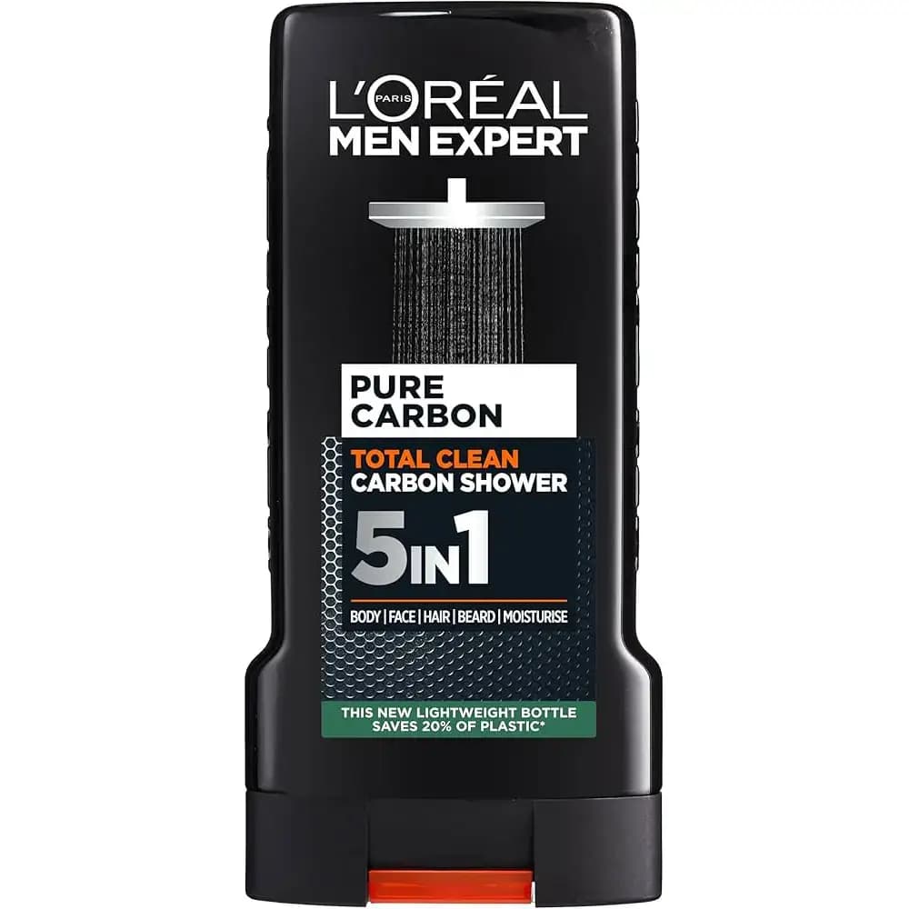ژل ۵ کاره مردانه لورال مدل Pure Carbon حجم ۳۰۰ میل L’Oreal Men Expert Pure Carbon 5-in-1 Shower Gel