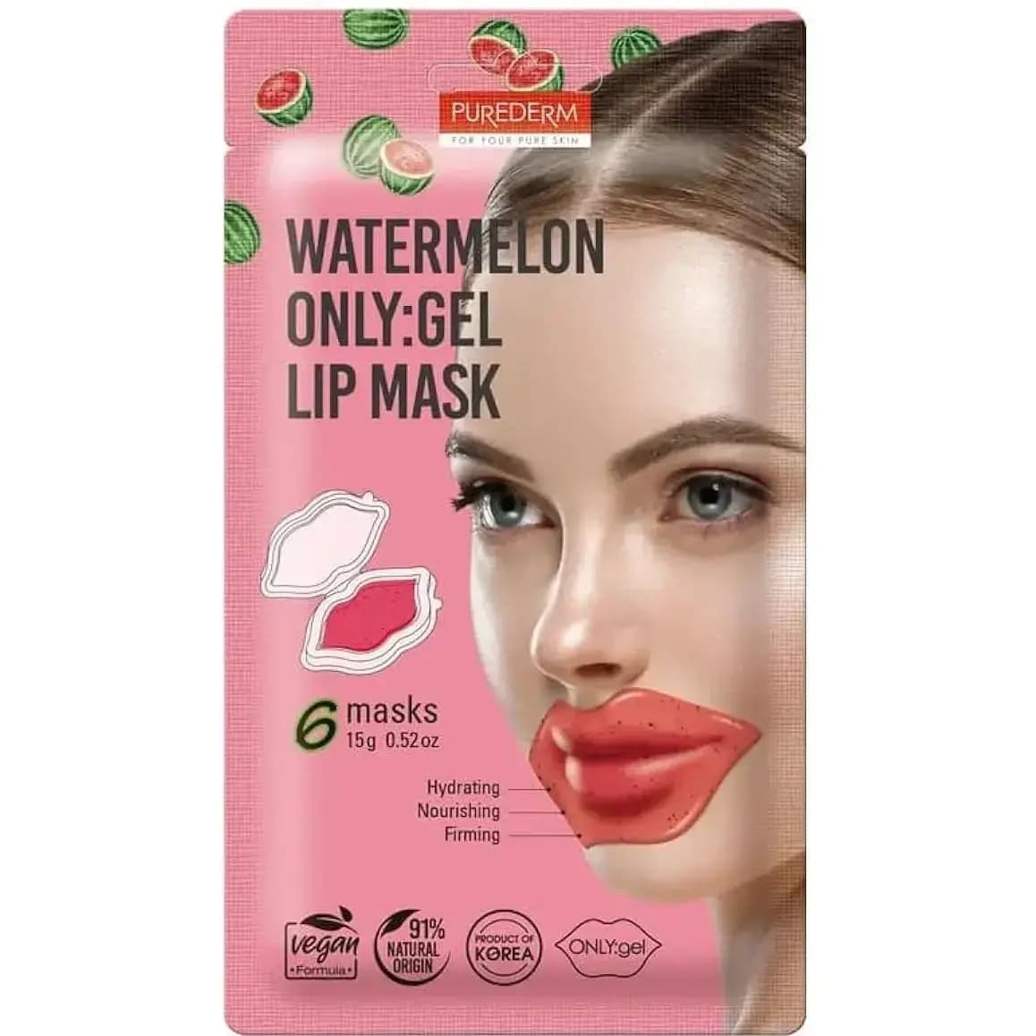 ماسک لب ژله‌ای هندوانه پیوردرم Purederm Watermelon Only Gel Lip Mask