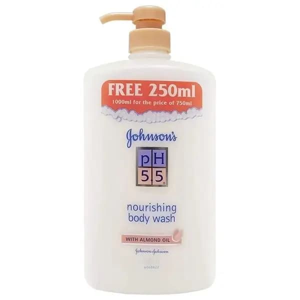 شامپو بدن جانسون با pH 5.5 حاوی روغن بادام غیرصابونی و آبرسان 1 لیتر Johnson’s PH5.5 Body Wash Almond