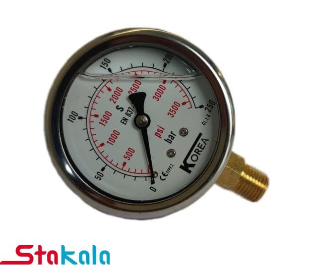 گیج فشار ۶ سانتیمتری رزوه از زیر گلیسیرنی برند (Korea)