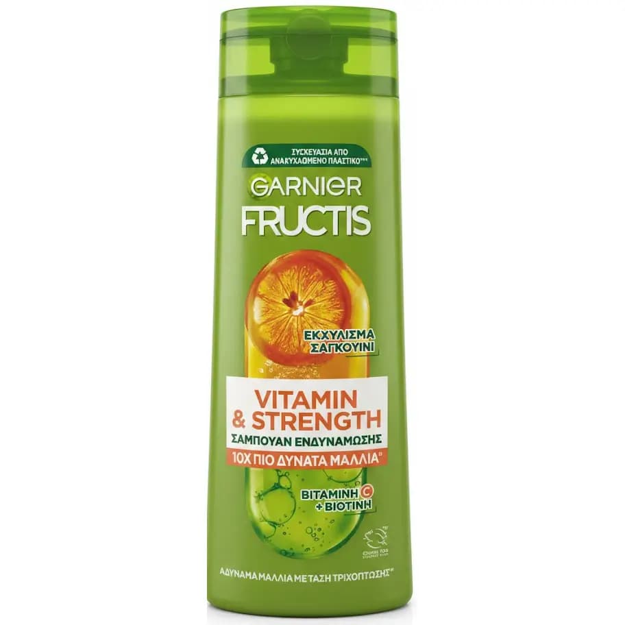 شامپو گارنیه فروکتیس ضد ریزش و شکنندگی مو با بیوتین و پرتقال خونی ۴۰۰ میل Garnier Fructis Vitamin and Strength Shampoo