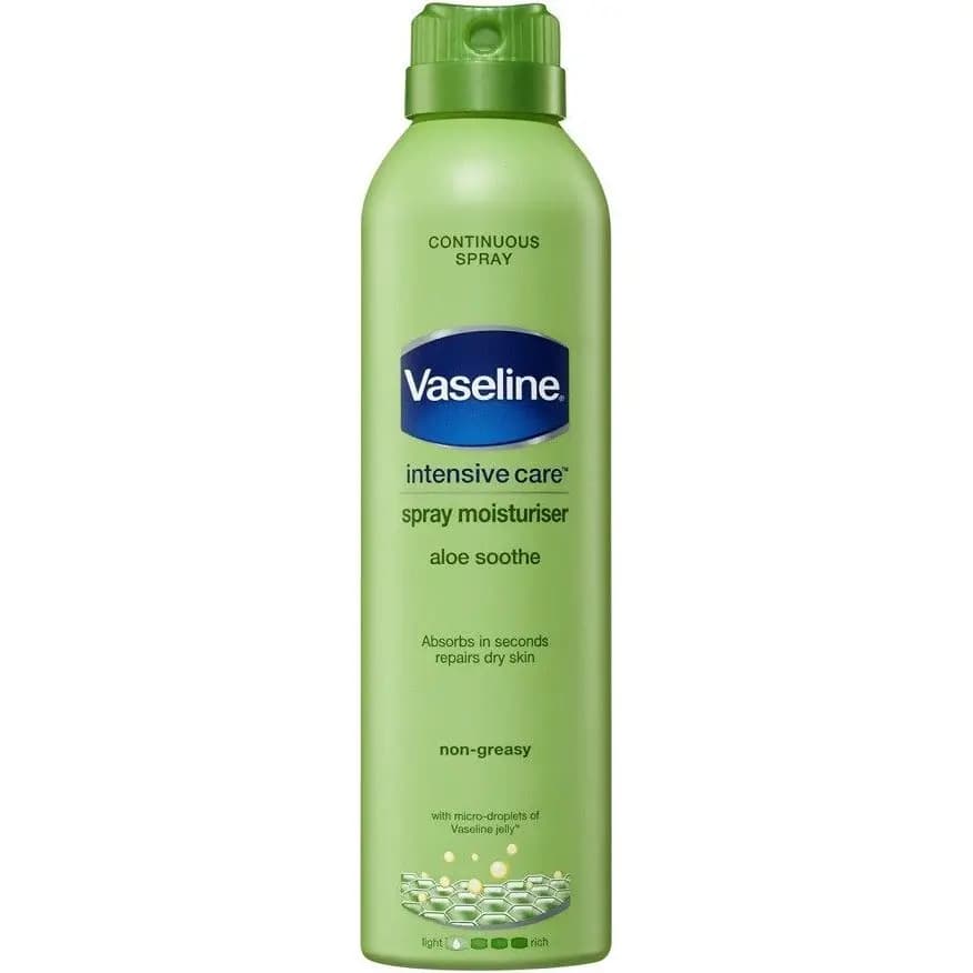 اسپری لوسیون بدن وازلین مدل آلوئه مناسب پوست‌های خشک و حساس 190 میل Vaseline Intensive Care Aloe Soothe Spray Lotion