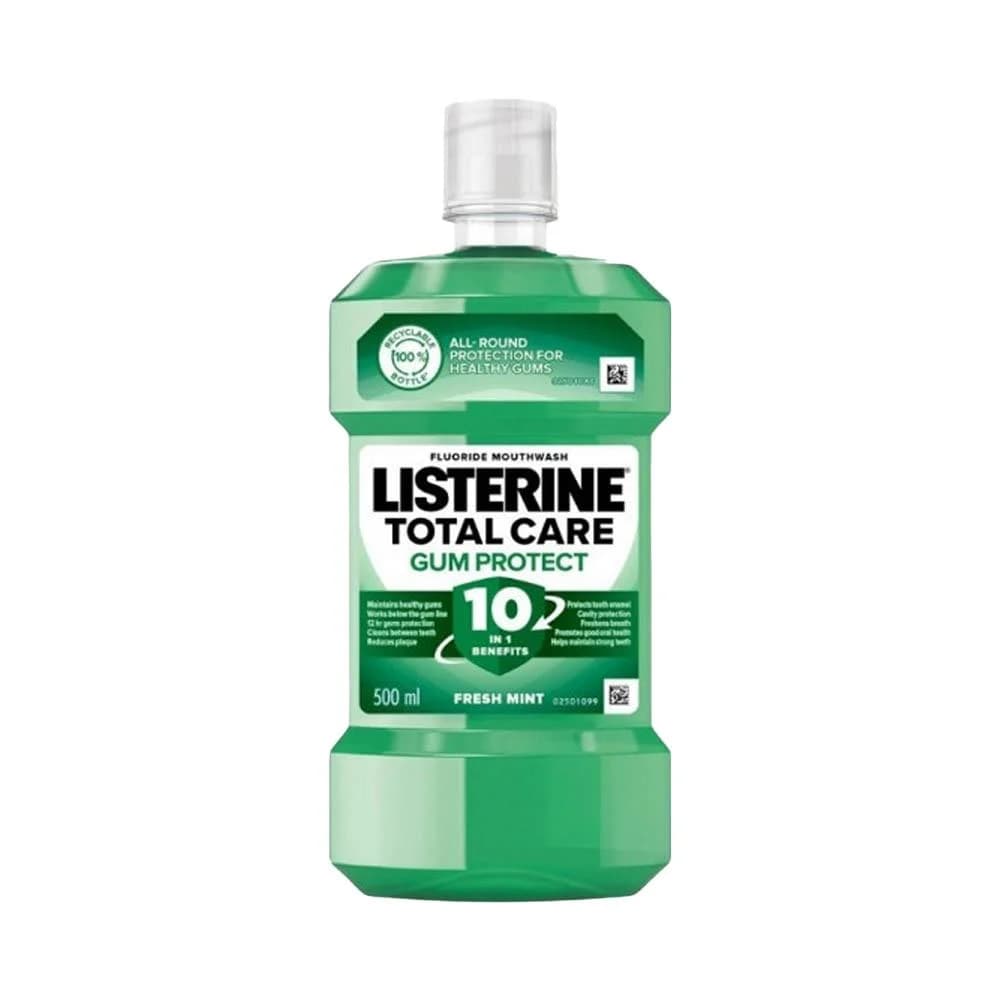 دهان شویه لیسترین محافظ لثه و دندان ضد پلاک و خونریزی لثه ۵۰۰ میل Listerine Total Care Gum Protect — تصویر ۳