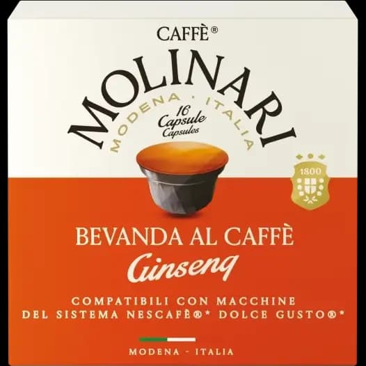 کپسول قهوه جینسینگ مولیناری ۱۶ عددی سازگار با دولچه گوستو انرژیزا و خامهای Caffe Molinari Ginseng — تصویر ۳