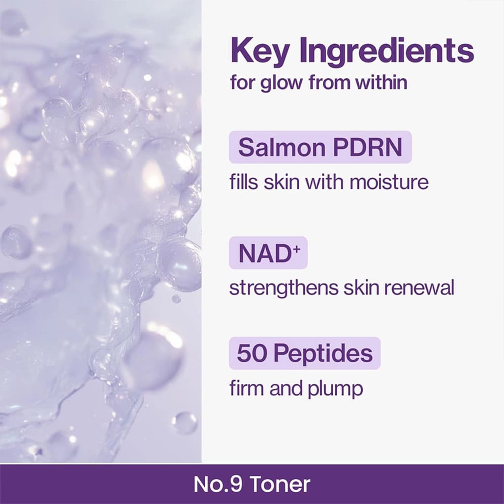 تونر نامبوزین شماره 9 پپتید و PDRN ضد چروک و درخشان کننده پوست numbuzin Toner 9 — تصویر ۹