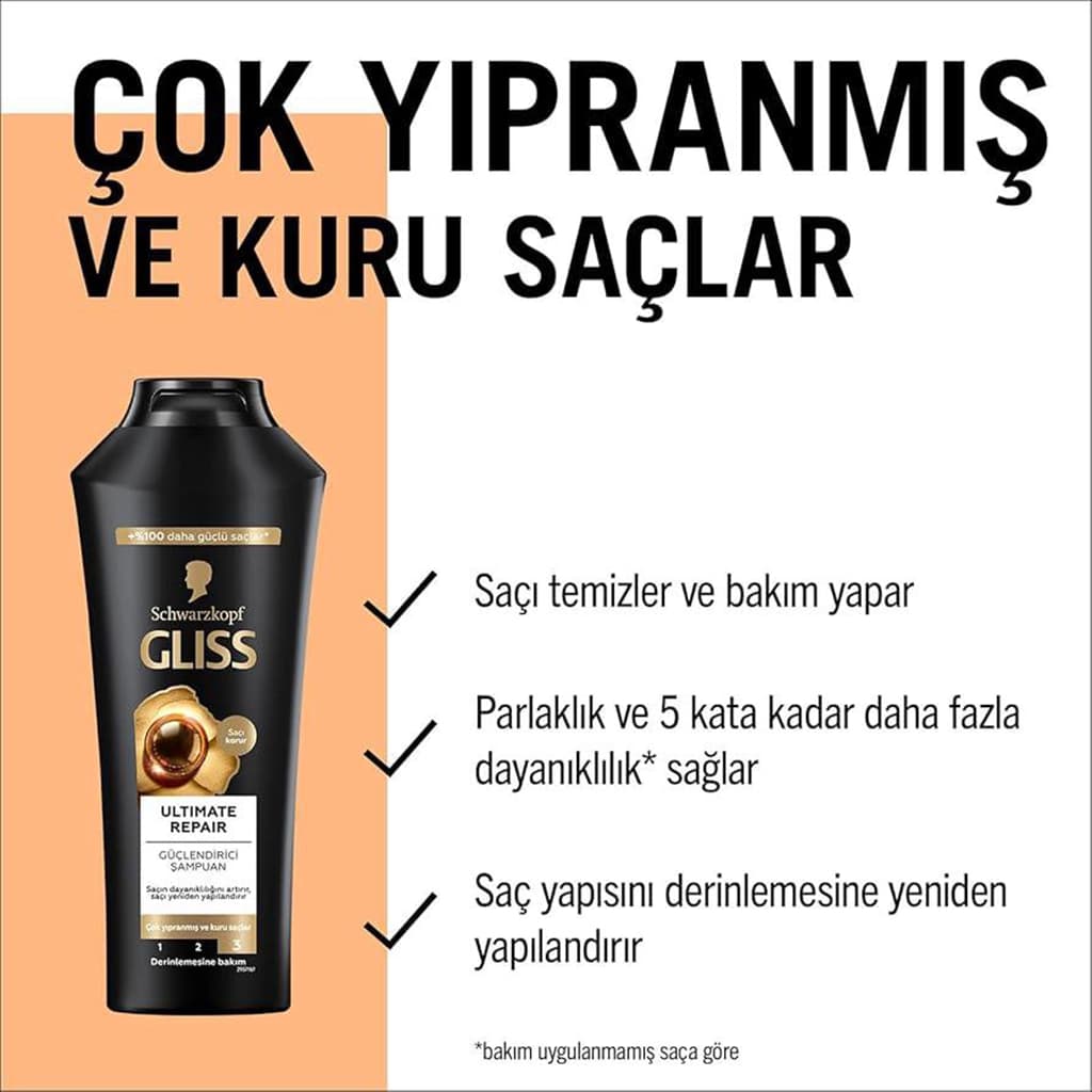 شامپو گلیس ترمیم کننده مدل GLISS shampoo Ultimate Repair 400ml — تصویر ۶