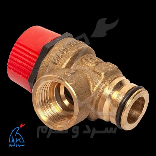 شیر اطمینان برنجی فیتینگی V شکل – نواسفر novasfer 4009 — تصویر ۴