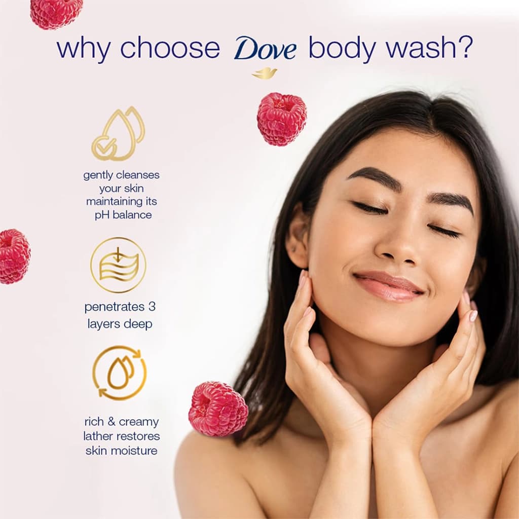 شامپو بدن داو Go Fresh تمشک و لیمو Dove حجم ۱۰۰۰ میل — تصویر ۴