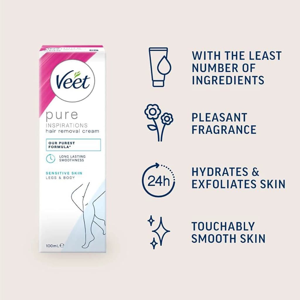 کرم موبر ویت Veet Pure مخصوص پوست حساس 100 میل — تصویر ۳