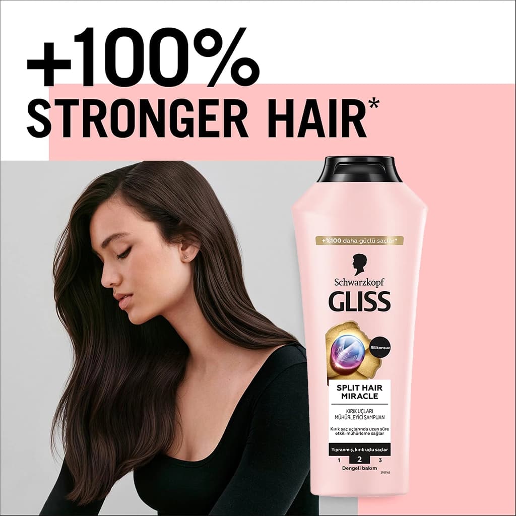 شامپو گلیس مدل اسپلیت هیر میراکل (Split Hair Miracle) | مناسب موهای موخوره‌دار و آسیب‌دیده — تصویر ۷