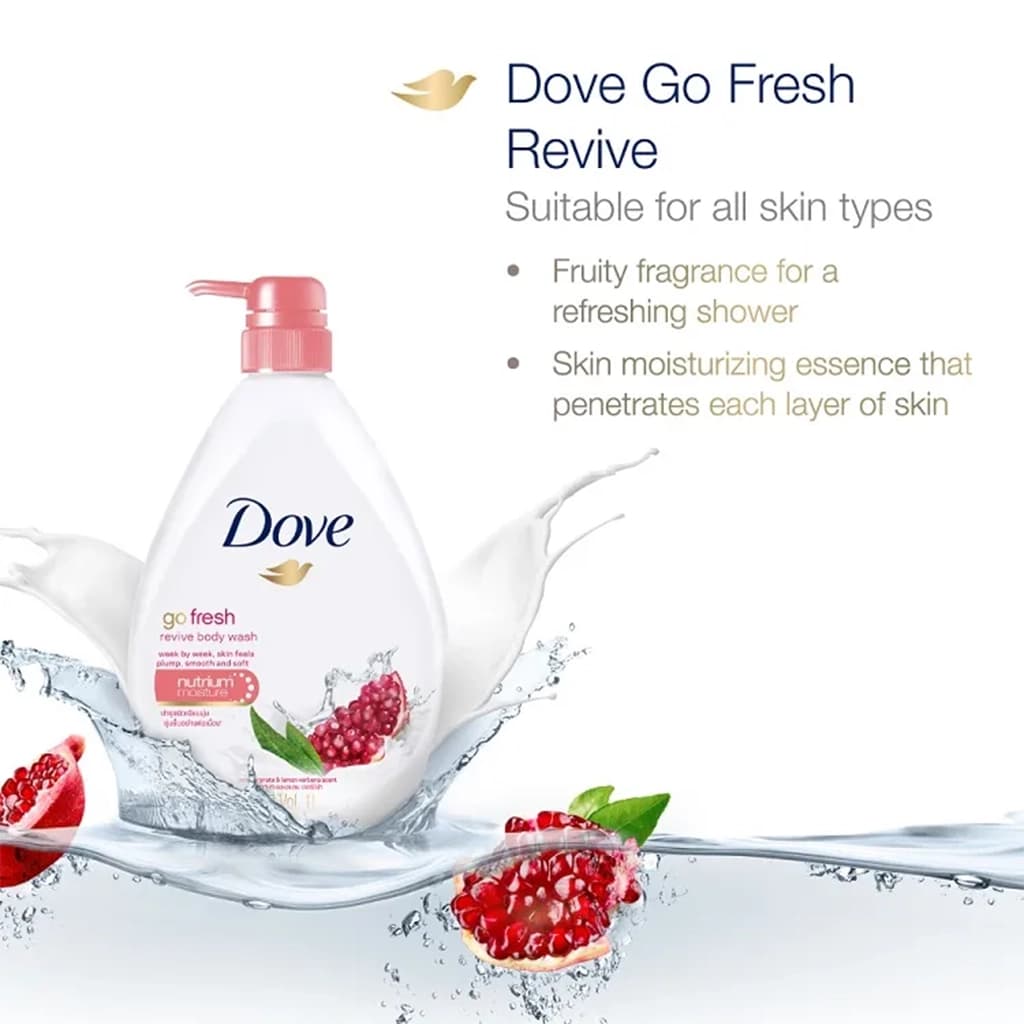 شامپو بدن داو مدل گو فرش با رایحه انار Dove go fresh revive body wash 550ml — تصویر ۵