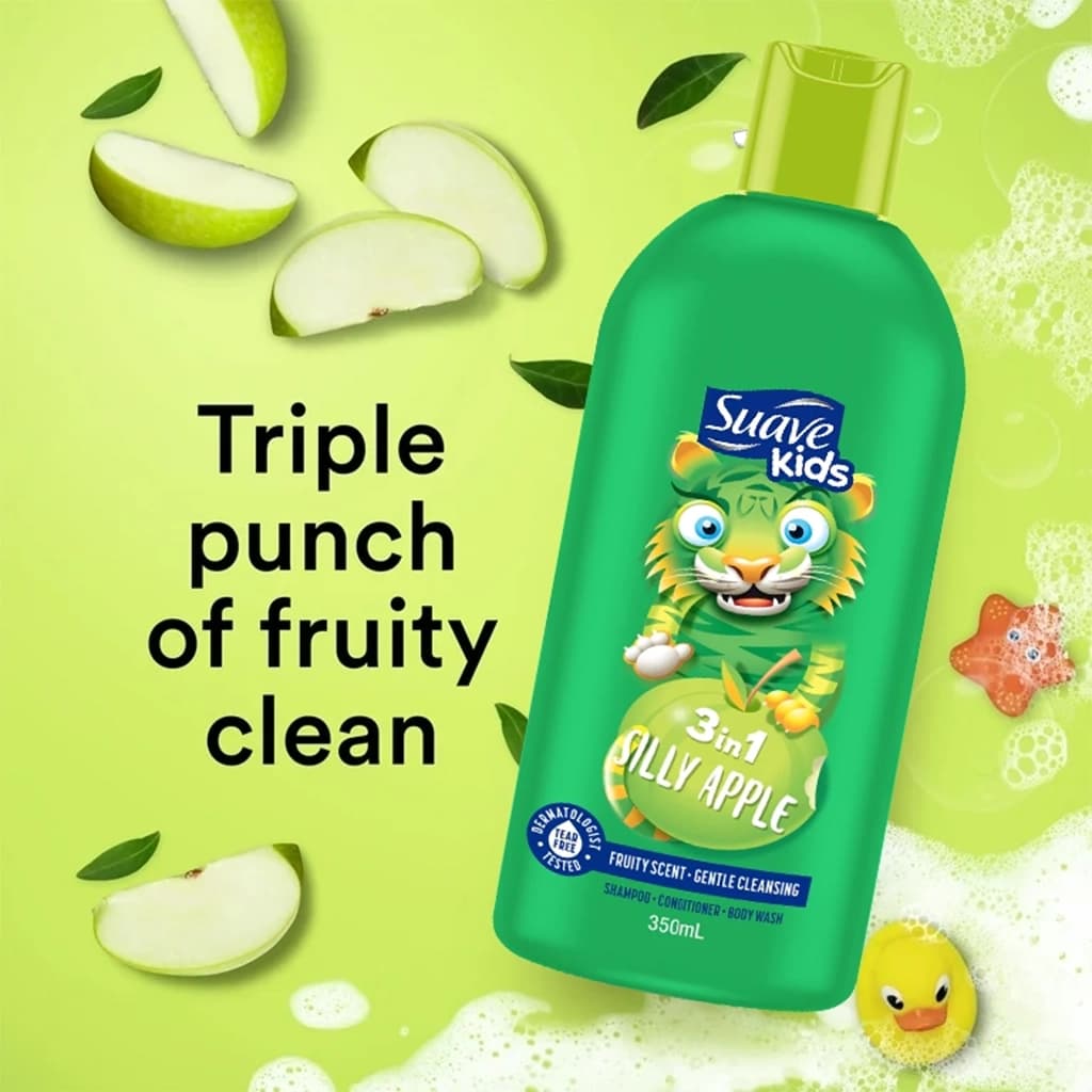 شامپو 3 در 1 کودک سوآو کیدز مدل سیب | Suave Kids 3in1 Silly Apple — تصویر ۴