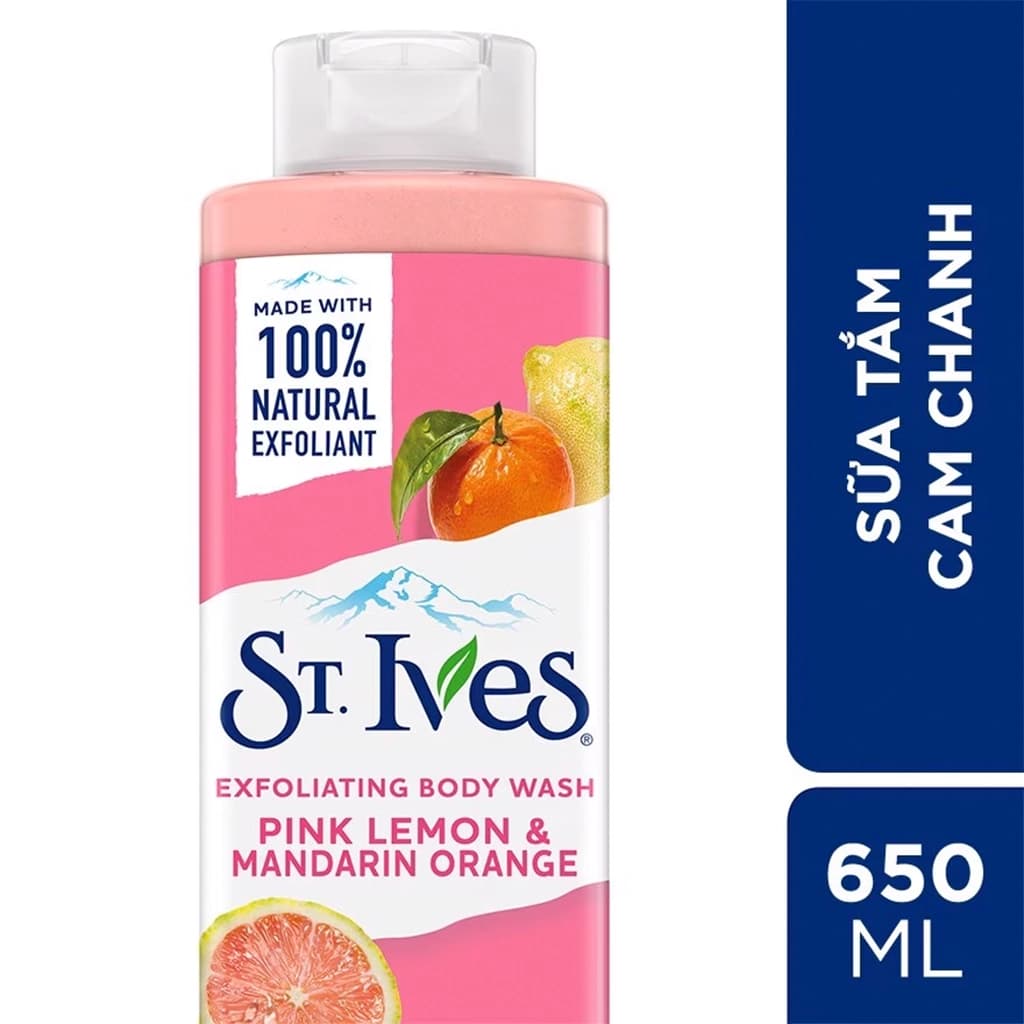 شامپو بدن لیمو صورتی و پرتقال سینت ایوز St.Ives Exfoliating Body Wash Pink Lemon & Mandarin Orange — تصویر ۴