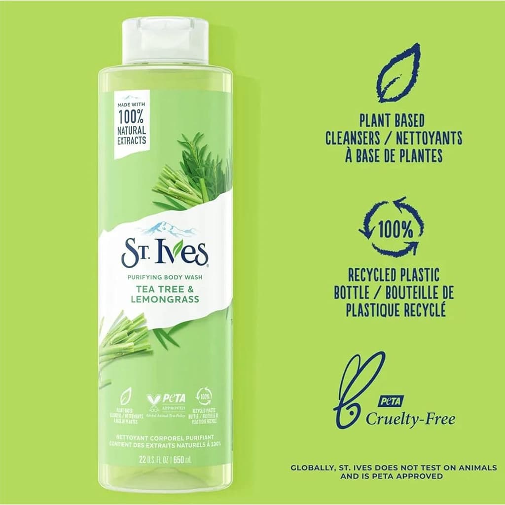 ژل شستشوی بدن سنت ایوز St.Ives Purifying Body Wash Tea Tree & Lemongrass — تصویر ۳