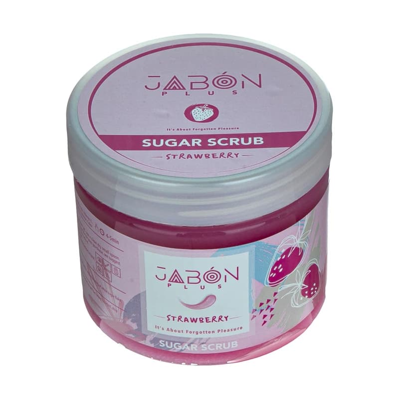 اسکراب شکری لایه بردار پوست ژبن پلاس مدل Strawberry وزن 450 گرم