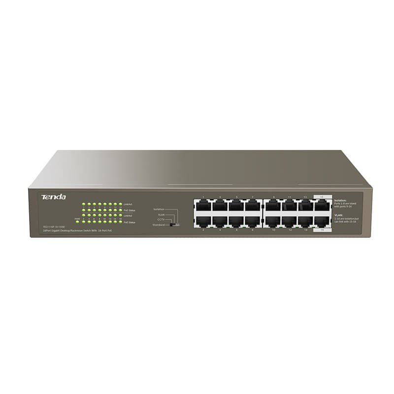 سوئیچ شبکه 16 پورت تندا Tenda POE Switch TEG1116P-16-150W