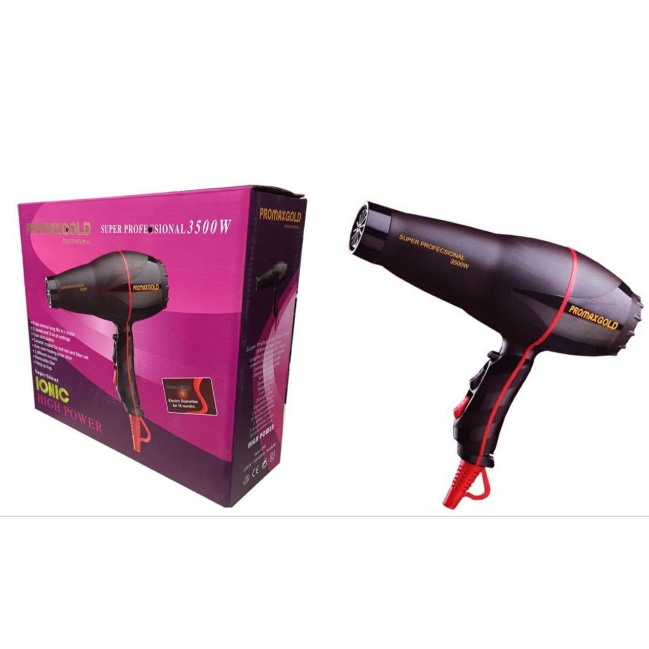 سشوار حرفه ای پرومکس گلد 3500 وات مدل REF.5729 — تصویر ۴