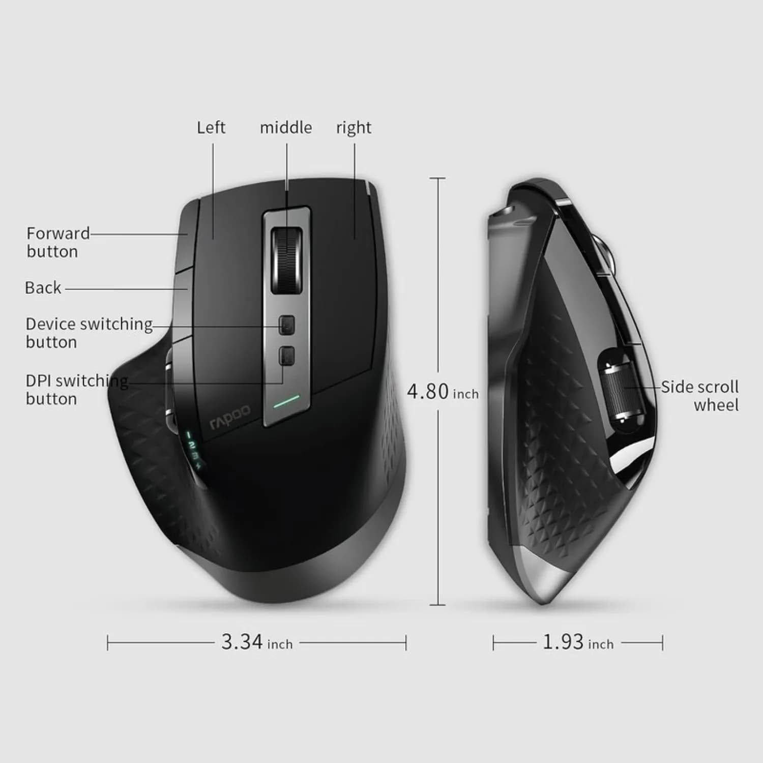 ماوس بی سیم رپو مدل RAPOO MT750 PLUS BLACK — تصویر ۹