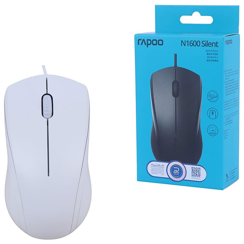 ماوس با سیم رپو مدل RAPOO N1600 Silent White
