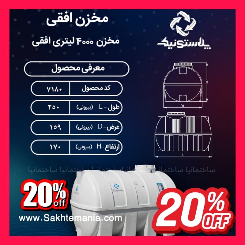 منبع 4000 لیتری سهلایه افقی پلاستونیک | لیست قیمت پلاستونیک مخزن آب 4000 لیتری نمایندگی تهران کرج دماوند — تصویر ۶