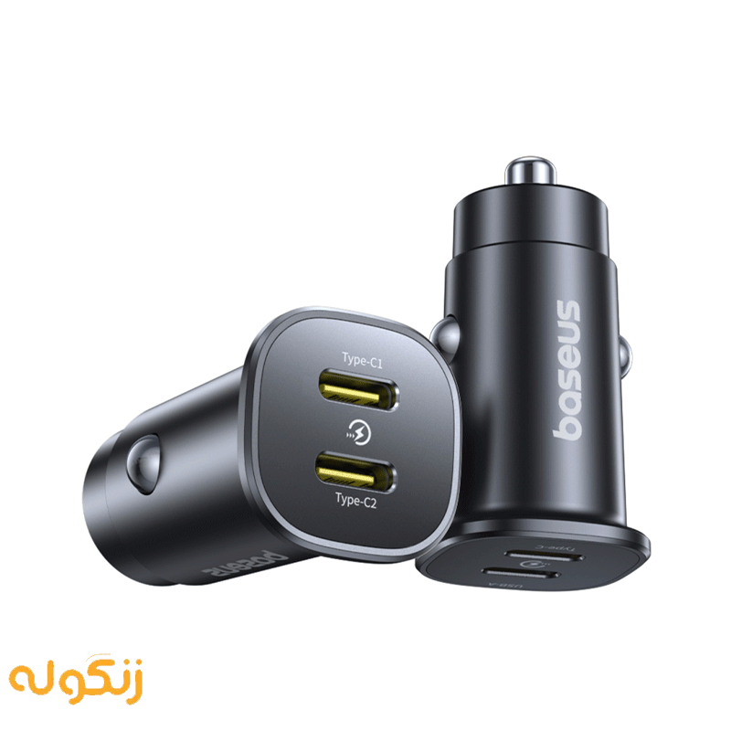 شارژر فندکی دو پورت تایپ سی 30 وات بیسوس مدل GoTrip DP1 Car Charger BS-C15C2