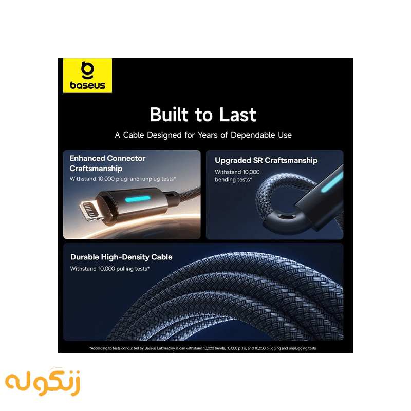 کابل تایپ سی به لایتنینگ بیسوس 20 وات طول 1 متر Baseus مدل CB000146 Lit 1m Type C To iP PD 20W Fast Charging P10379001121 — تصویر ۳