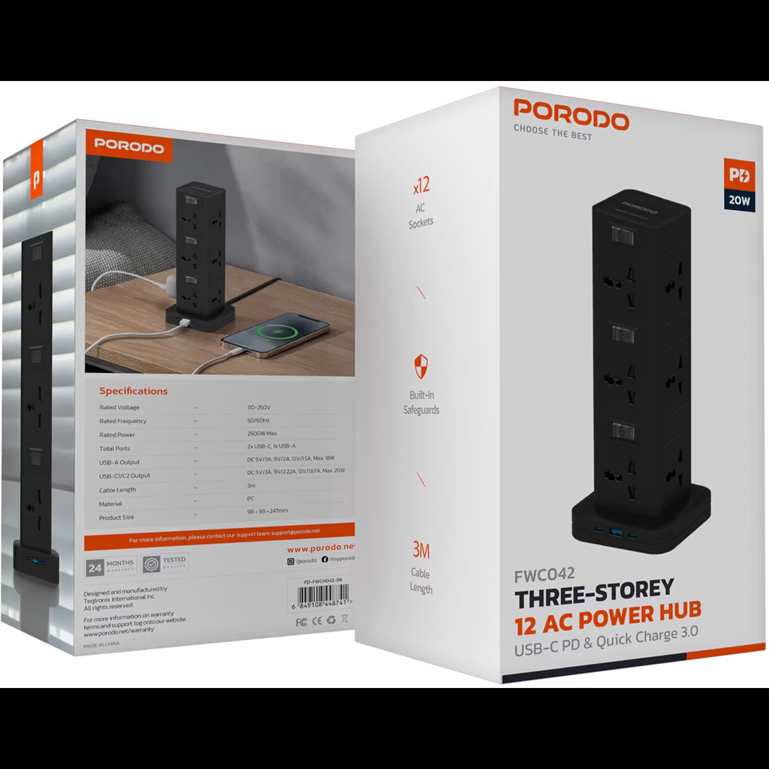 هاب و مبدل پرودو مدل Porodo FWCH042 socket tower 3M — تصویر ۷