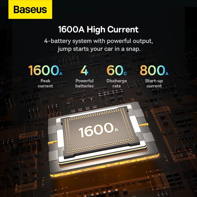 جامپ استارتر باتری و پاوربانک خودرو بیسوس مدل CGNL070001 ظرفیتBaseus Super Energy Pro 16000 — تصویر ۱۲