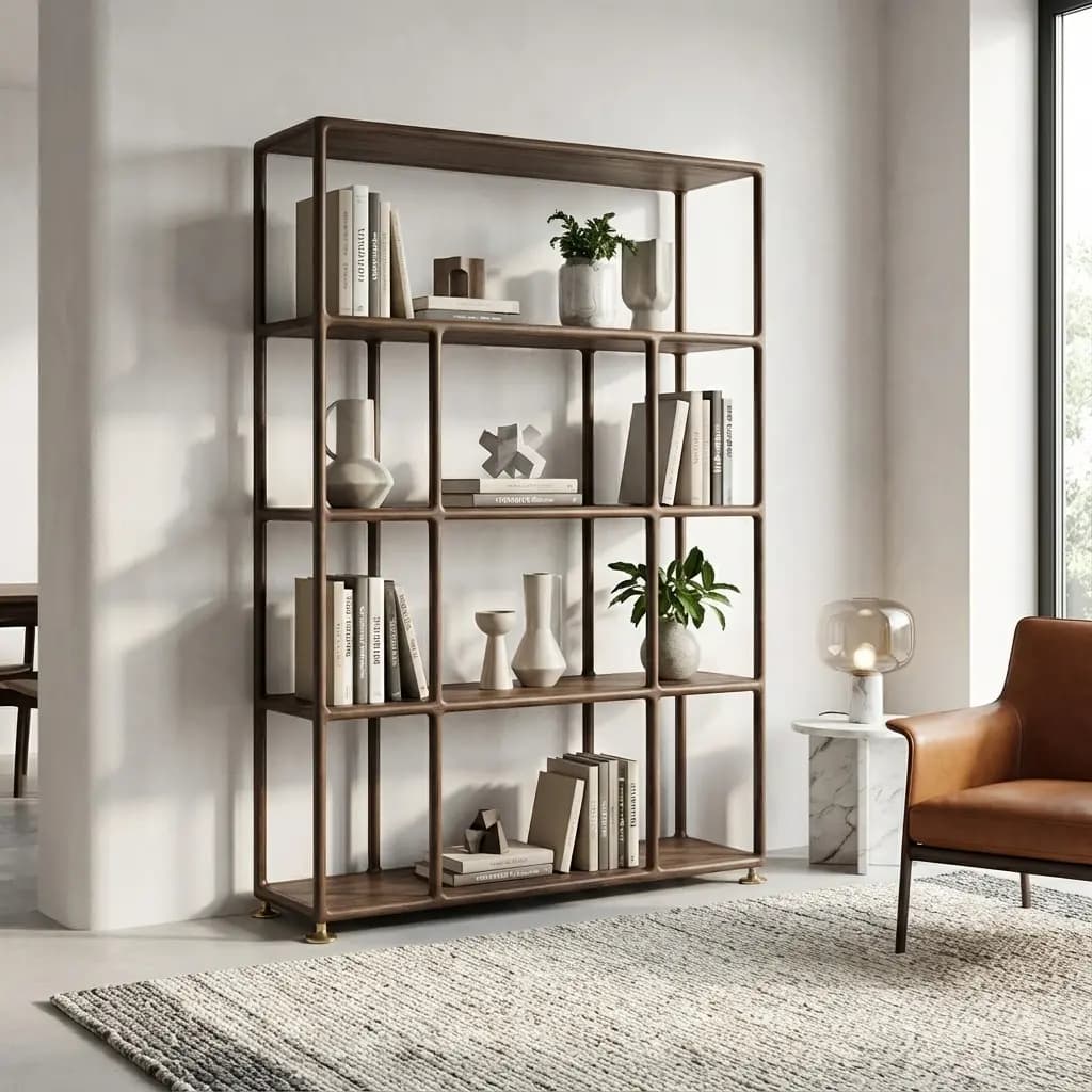 کتابخانه و قفسه چوبی مدل ریحانه — تصویر ۸