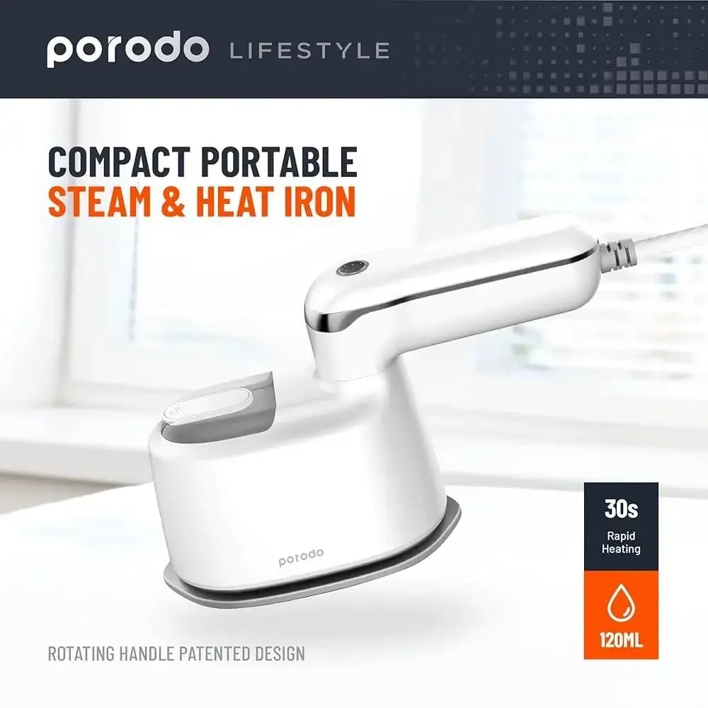 اتو بخار و حرارت 1100 وات 120ml پرودو Porodo Compact Portable Steam and Heat‏ — تصویر ۳