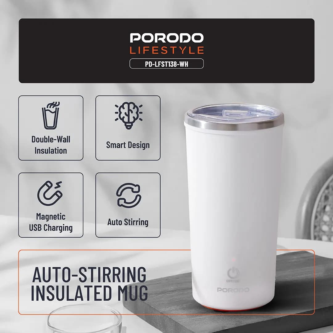 ماگ همزن دار پرودو Porodo Auto-Stirring Insulated Mug PD-LFST138 — تصویر ۶