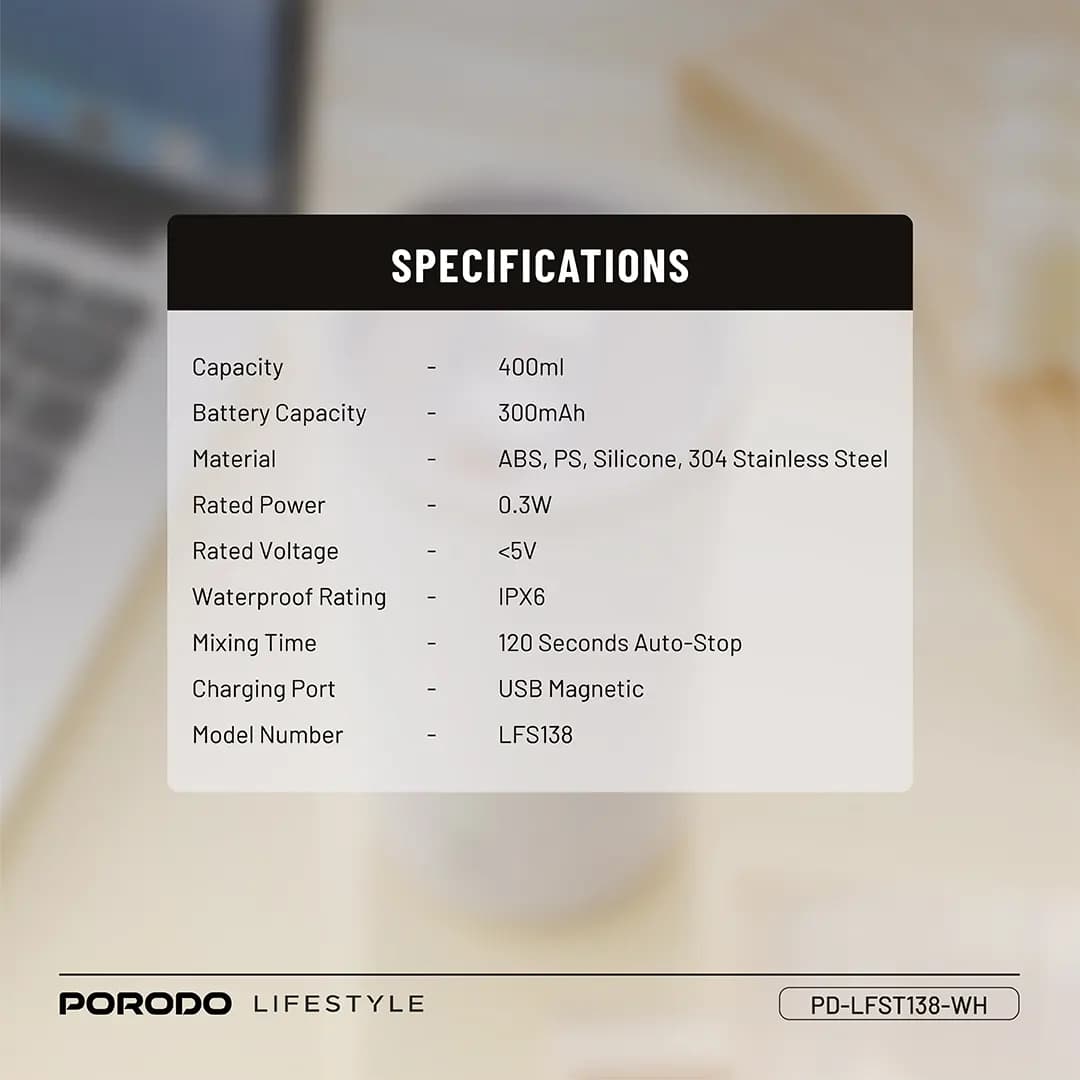 ماگ همزن دار پرودو Porodo Auto-Stirring Insulated Mug PD-LFST138 — تصویر ۷