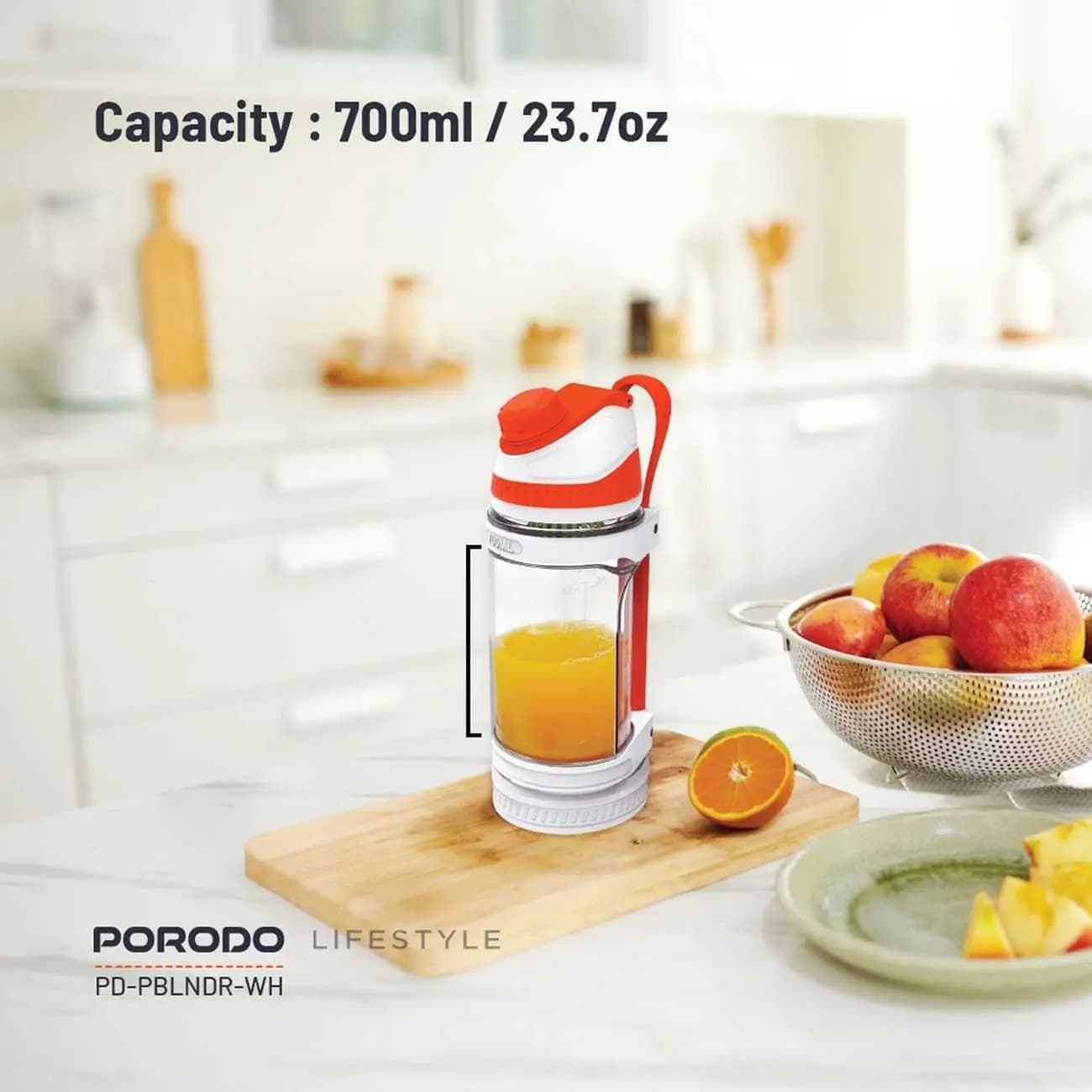 مخلوطکن و شیکر شارژی 700 میلیلیتر 240 وات پورودو PD-PBLNDR-WH — تصویر ۶